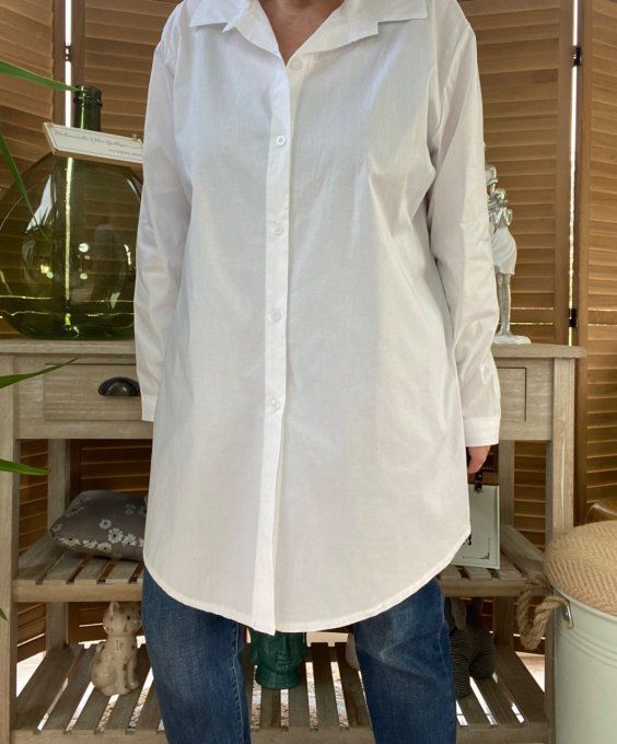 Chemise blanche ample popeline coton du 38 au 48