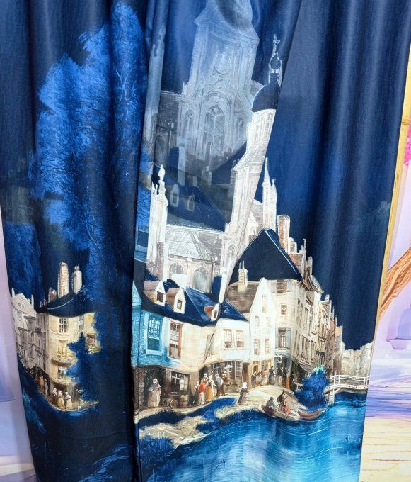 Pantalon palazzo fluide satiné marine Le Village cuisses larges taille élastiquée du 40 au 48/50