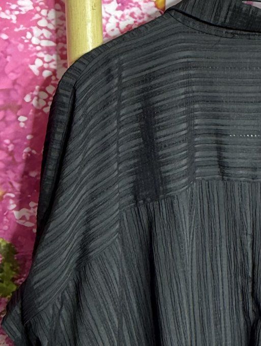 Chemise cannelée oversize asymétrique noire Palmiers Fuschia du 42 au 54/56 