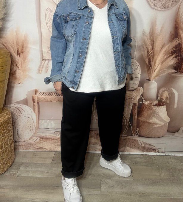 pantalon façon jogg noir boutons dorés + ceinture confort ++++ du 38 au 50