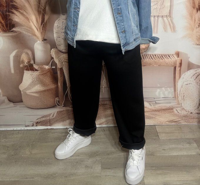 pantalon façon jogg noir boutons dorés + ceinture confort  ++++ du 38 au 50