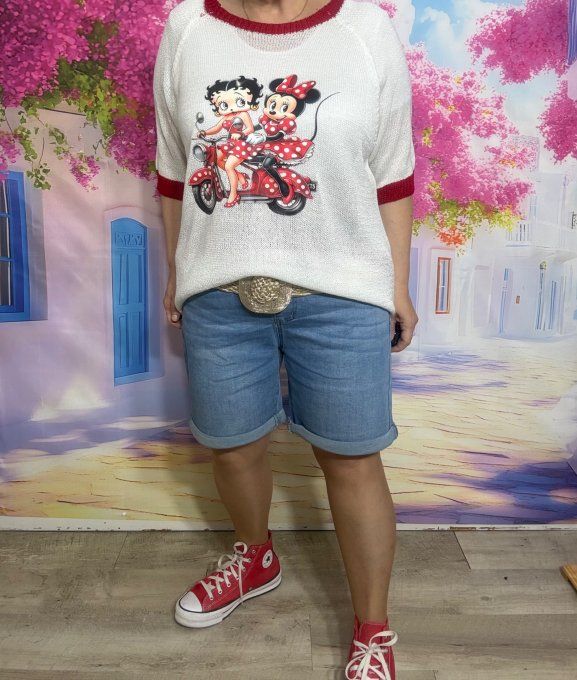 Short mi-cuisses Jeans Stone clair ceinture élastiquée confort +++ du 42/44 au 48/50 