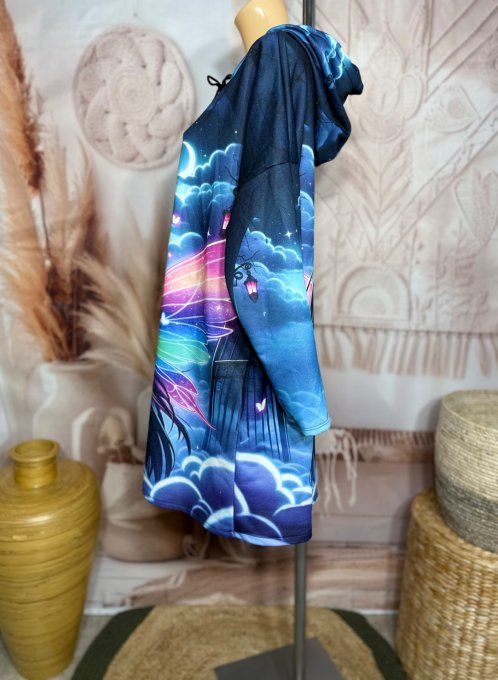 Robe-sweat trapèze à capuche multicolore The Tattoo Pretty Girl du 40 au 50/52 