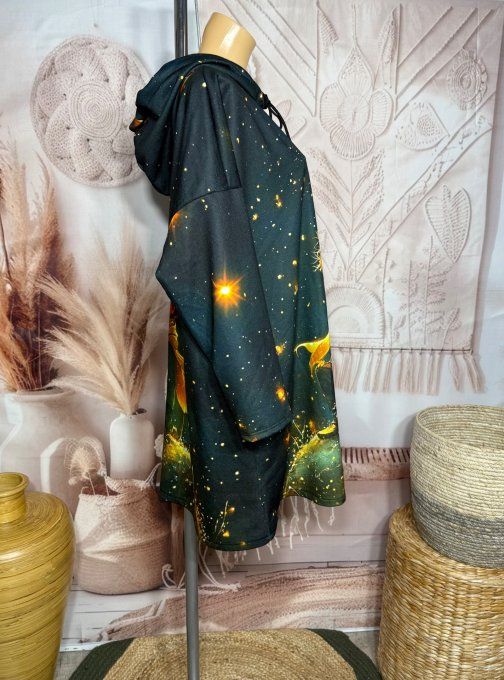 Robe-sweat trapèze à capuche multicolore Le Petit Prince du 40 au 50/52 