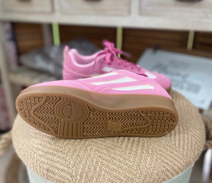 Baskets à lacets suédine rose poudré & blanche confort ++++ du 38 au 41 