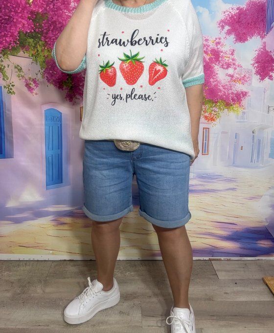 Short mi-cuisses Jeans Stone clair ceinture élastiquée confort +++ du 42/44 au 48/50 