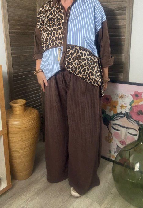 pantalon large type Palazzo velours Chocolat douceur ++++ du 42 au 52
