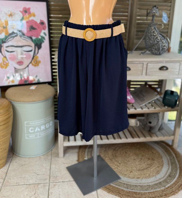 Short long / bermuda marine + ceinture confort ++++ du 42 au 52/54 