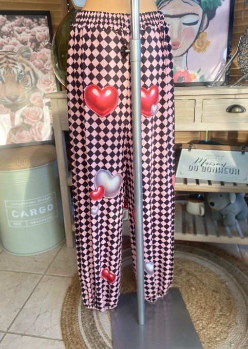 pantalon boule damier Betty Boop Perles + Strass argentés du 40 au 50/52