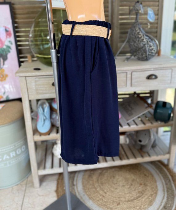 Short long / bermuda marine + ceinture confort ++++ du 42 au 52/54 