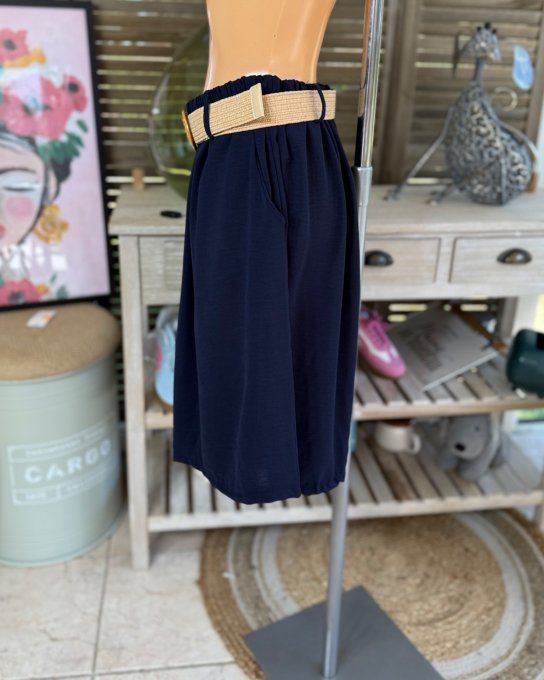 Short long / bermuda marine + ceinture confort ++++ du 42 au 52/54 