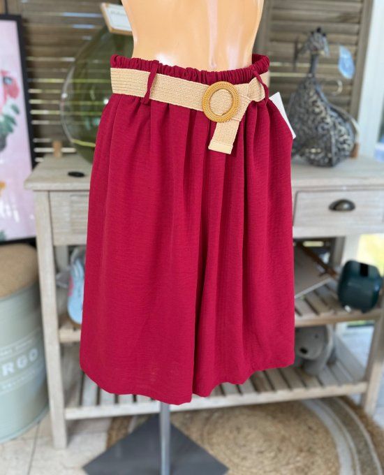 Short long / bermuda Bordeaux clair + ceinture confort ++++ du 42 au 52/54 