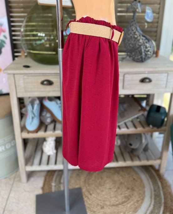 Short long / bermuda Bordeaux clair + ceinture confort ++++ du 42 au 52/54 