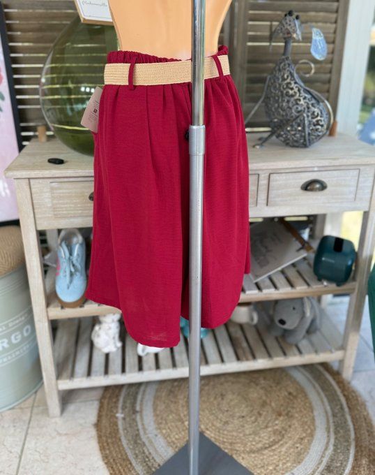 Short long / bermuda Bordeaux clair + ceinture confort ++++ du 42 au 52/54 