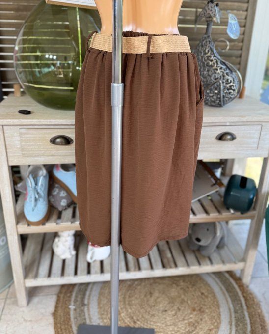 Short long / bermuda chocolat au lait + ceinture confort ++++ du 42 au 52/54 
