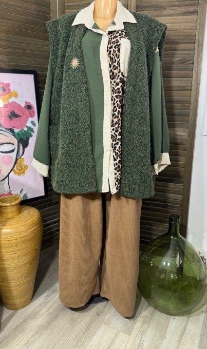 Chemise ample Kaki Beige et Léopard Camel du 40 au 50/52 