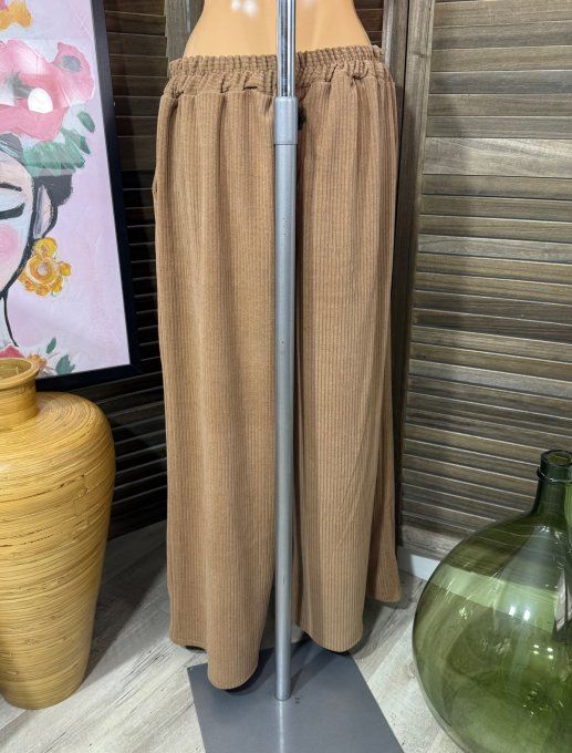 pantalon large type Palazzo velours Camel douceur ++++ du 42 au 52