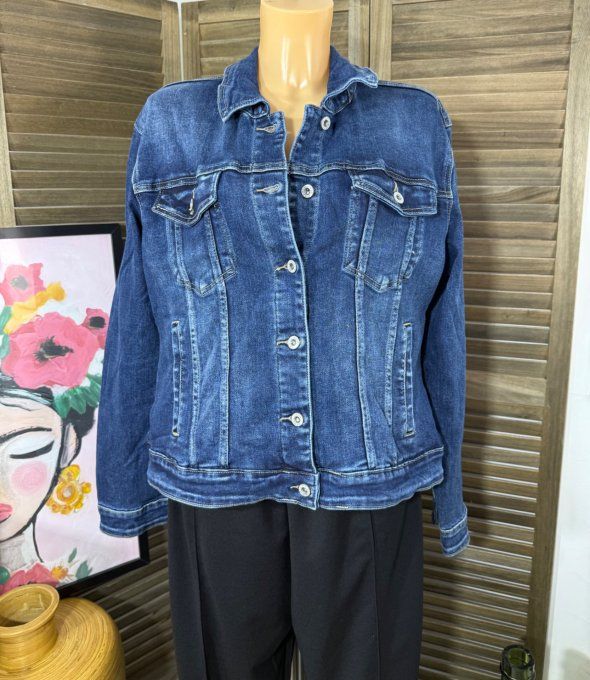 Veste en jeans brodée L'Arbre de Vie strass sequins Stretch ++++ du 42/44 au 48/50