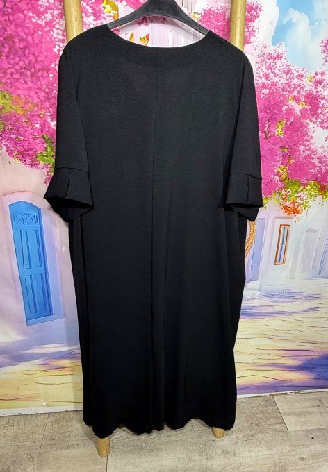 Robe trapèze longue noire manches courtes douceur ++++ du 42 au 54/56 