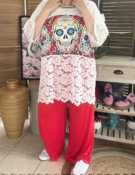 Gilet zippé à capuche oversize Mexican Skulls Calaveras du 42 au 50/52
