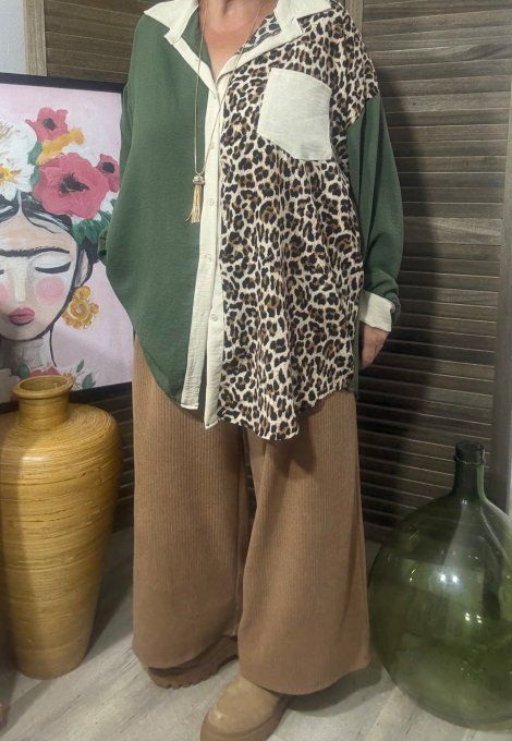 pantalon large type Palazzo velours Camel douceur ++++ du 42 au 52