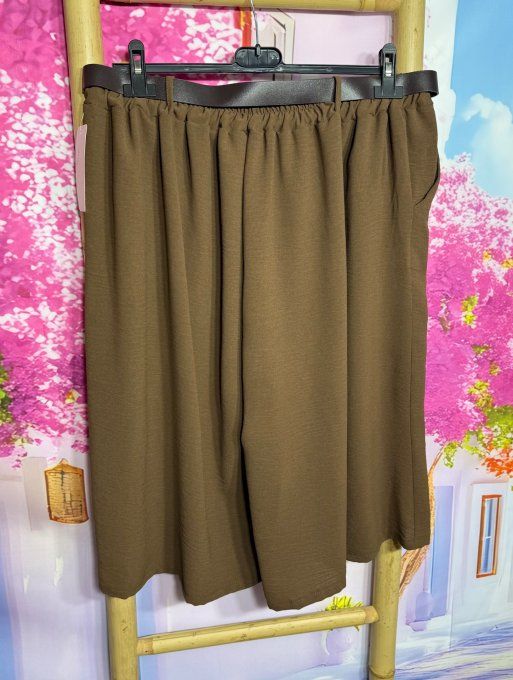 Bermuda Jort cuisses larges Chocolat + mousqueton porte-clés + ceinture douceur +++ du 40 au 54