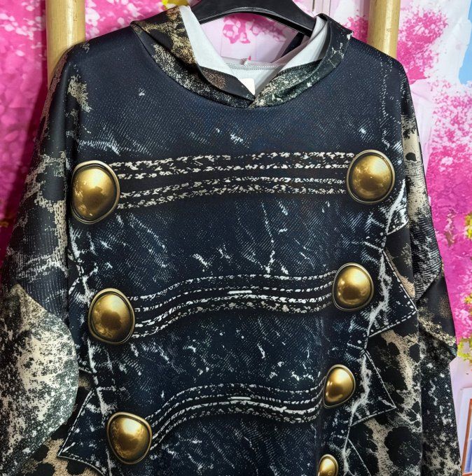 Robe à capuche ample ou Maxi-sweat Effet Jeans & Léopard Tattoo Betty Boop confort +++ du 40 au 54 