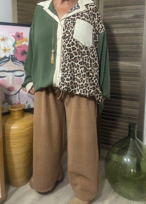 pantalon large type Palazzo velours Camel douceur ++++ du 42 au 52
