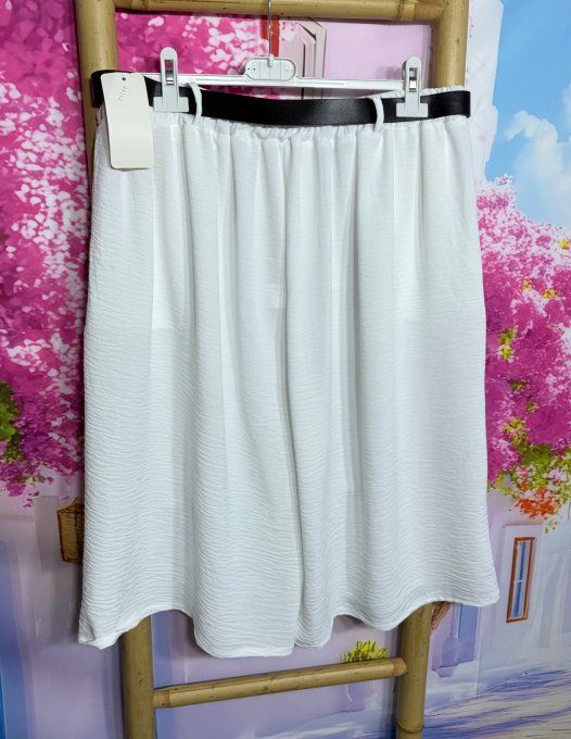 Bermuda Jort cuisses larges écru + mousqueton porte-clés + ceinture douceur +++ du 40 au 54