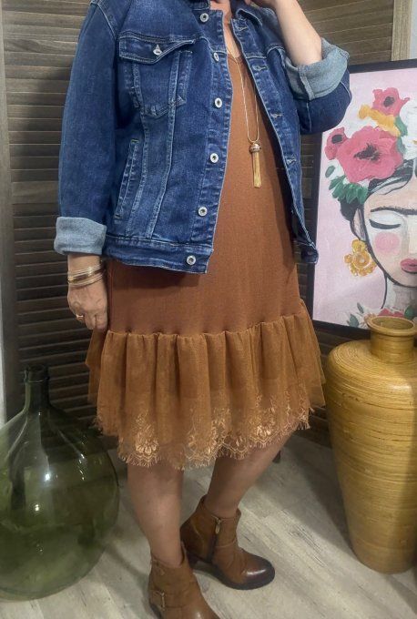 Veste en jeans brodée L'Arbre de Vie strass sequins Stretch ++++ du 42/44 au 48/50
