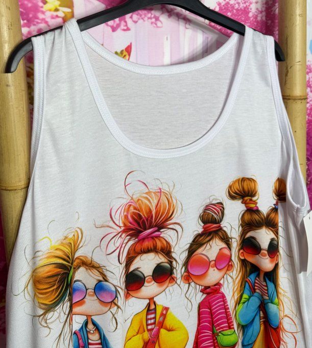 Débardeur trapèze blanc Little Pretty Fashion Girls du 40 au 50/52