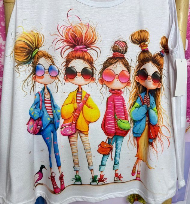 Débardeur trapèze blanc Little Pretty Fashion Girls du 40 au 50/52