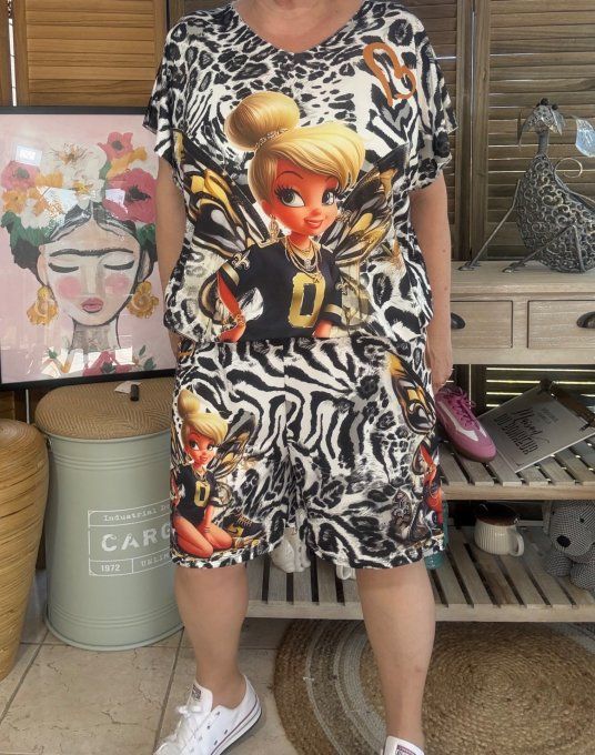 Ensemble short + top La Fée Clochette Modern Fashion Girl du 38 au 50/52 