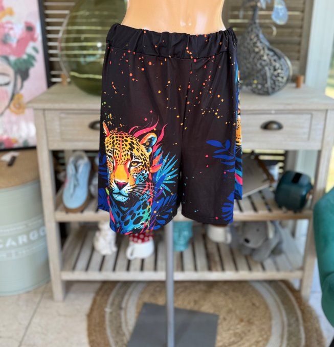 Ensemble short + top noir La Panthère Arc-en-Ciel du 38 au 50/52  