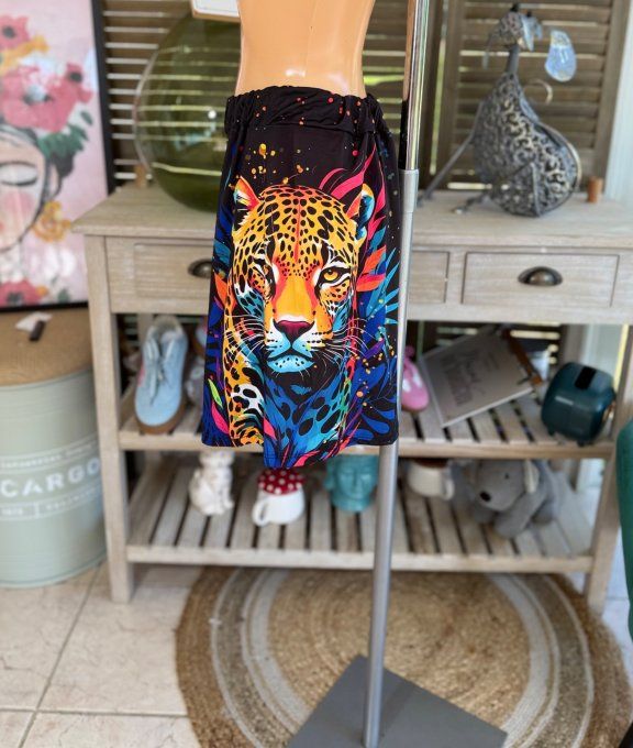 Ensemble short + top noir La Panthère Arc-en-Ciel du 38 au 50/52  