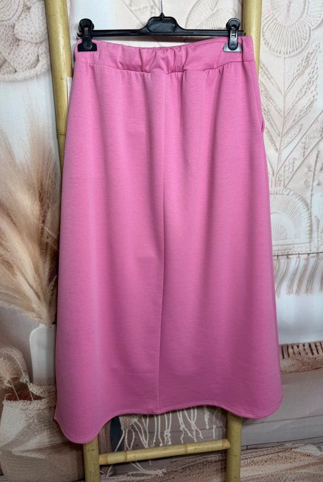 Jupe ample trapèze longue Rose Pivoine taille réglable douceur +++ du 40 au 50 