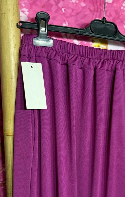 Pantalon "Aladin" Lycra Prune cuisses larges bouffantes bas élastiqué confort +++ du 40 au 54/56