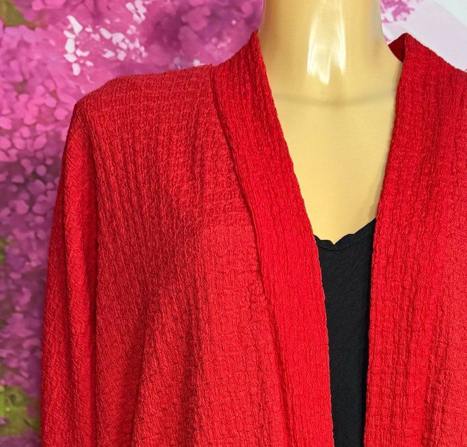 Kimono cout ample rouge effet gaufré confort +++ du 42 au 54/56 