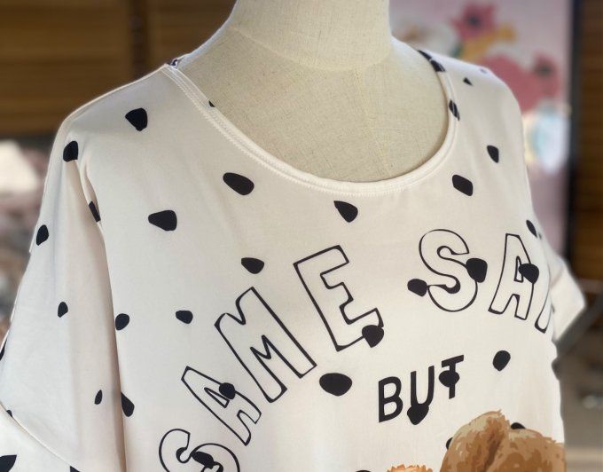 Top ample crème pois noirs Les Oursons du 38 au 50  