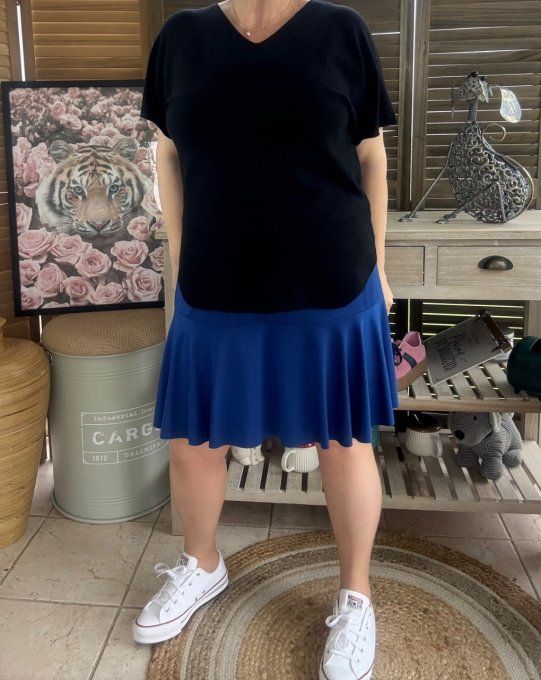 Jupe -short ample bleu royal stretch ++++ du 38 au 54   