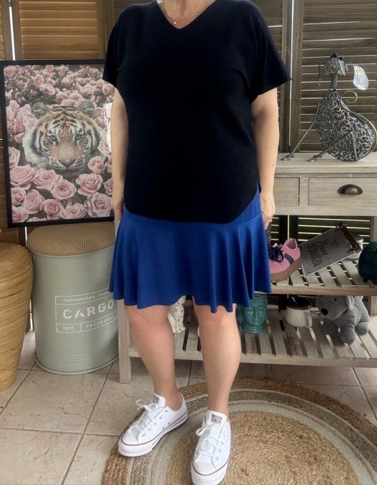 Jupe -short ample bleu royal stretch ++++ du 38 au 54   
