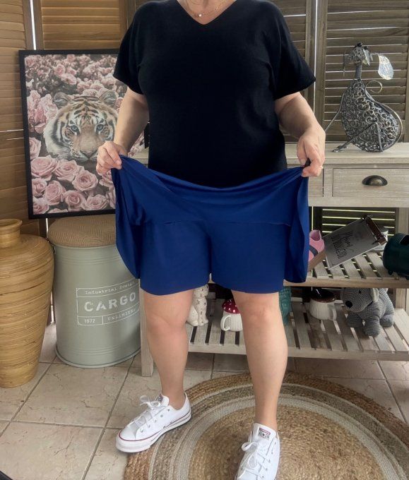 Jupe -short ample bleu royal stretch ++++ du 38 au 54   