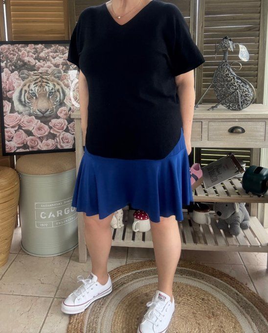 Jupe -short ample bleu royal stretch ++++ du 38 au 54   