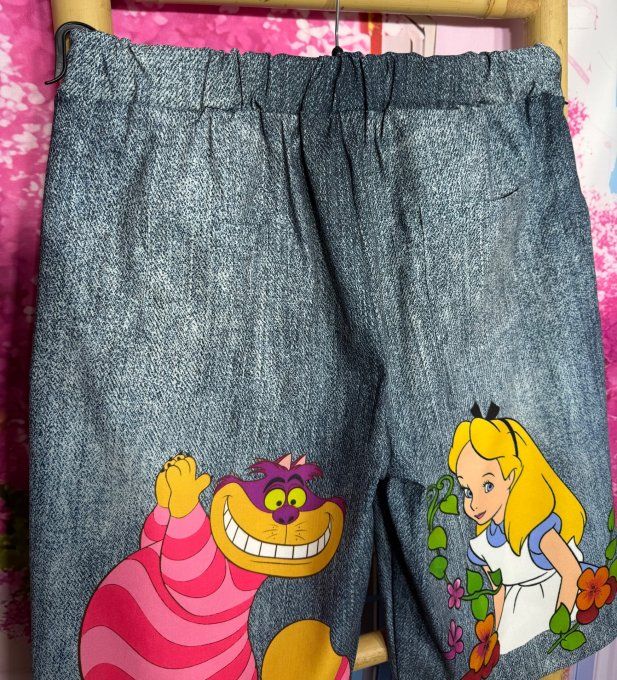 Bermuda / short long effet jeans stone grisé Alice au Pays des Merveilles stretch ++ du 38 au 50/52