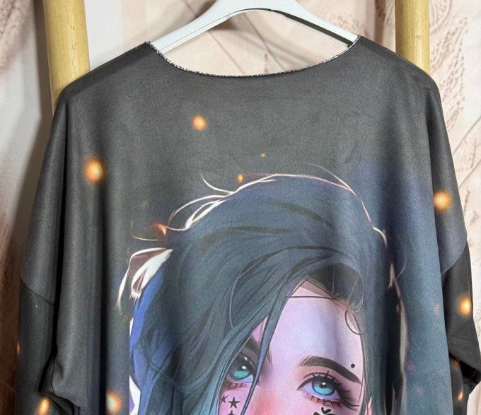 Top ample suédine noir grisé The Tattoo pretty Girl douceur +++ du 38 au 48/50