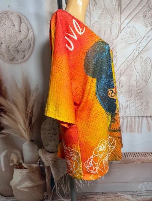 Pull de printemps orangé manches courtes Girl in Love confort +++ du 36 au 44/46