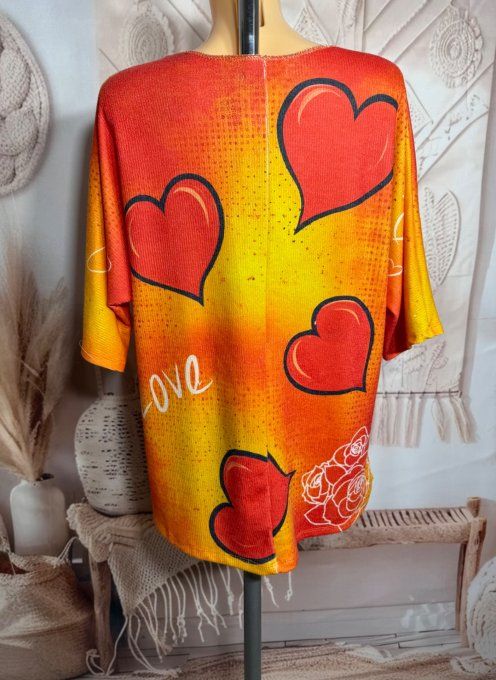 Pull de printemps orangé manches courtes Girl in Love confort +++ du 36 au 44/46