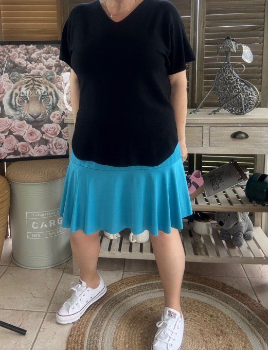 Jupe -short ample bleu cyan stretch ++++ du 38 au 54 