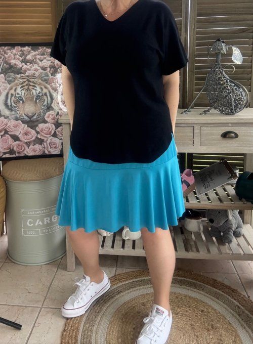Jupe -short ample bleu cyan stretch ++++ du 38 au 54 