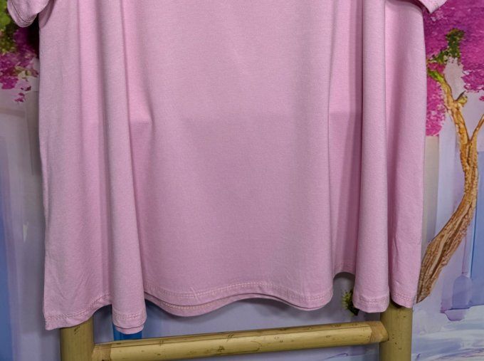 Top trapèze Rose poudré manches courtes col V collection Les Basiques du Dressing du 40 au 54